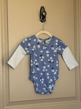 Carter's Blue Floral Long-Sleeve Layered-Look Bodysuit